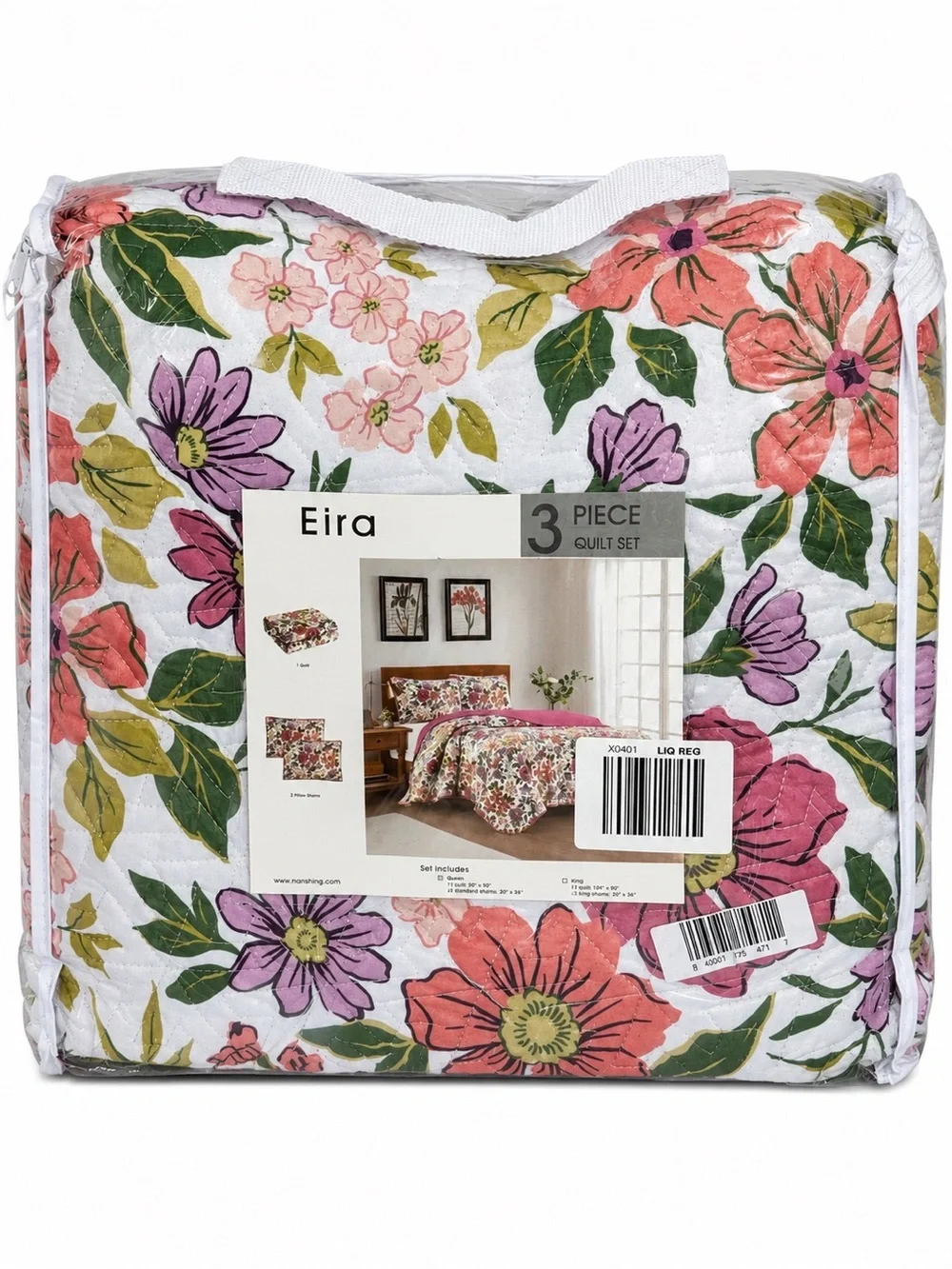 Nanshing Eira Pink Floral 3 Piece Quilt Set